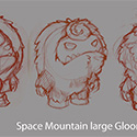 Concept sketches for the large Space Mountain gloomy.